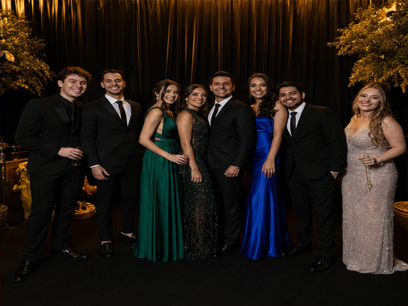 Formandos reunidos em um baile de formatura