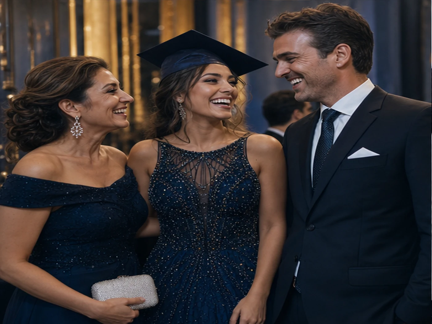 Formanda celebrando uma conquista com sua família